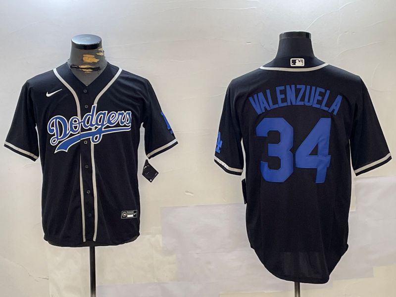 Men Los Angeles Dodgers #34 Valenzuela Black Game 2024 Nike MLB Jersey style 1120